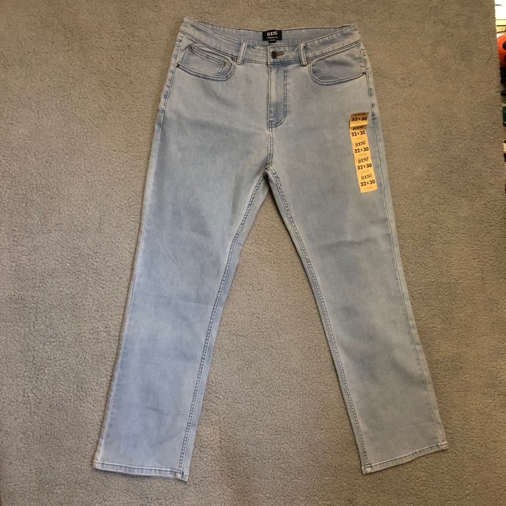 CCS Standard Plus Straight‎ Leg Jeans Light Wash Mens 32x30 NWT Skate Denim